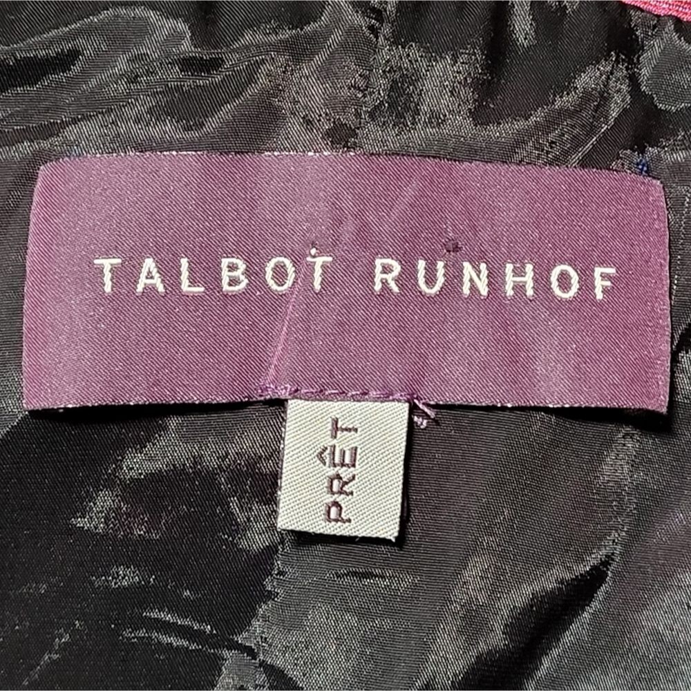 TALBOT RUNHOF Dress, 12/42, Burgundy Stretch Taffeta, Wide Straps, Ruched Zipper - Picture 10 of 13